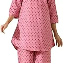 say Women's Satin Night Suit Set Shirt and Pyjama Lounge Wear Night Dress (Pink, Small)-picture-14
