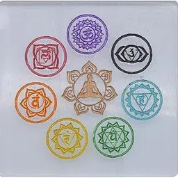 TREE MAISON CORONATING HOMES Selenite Seven Chakra Crystal Charging Plate | 3 Inch Approx |Selenite Plate to Charge Reiki Crystal-image-1