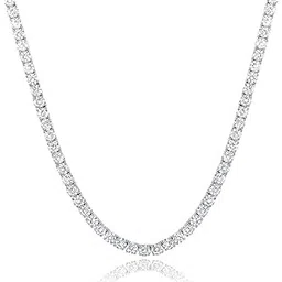 mdfun Tennis Necklace 18K White Gold Plated | 5.0-6.0mm Round Cubic Zirconia Cut Faux Diamond Tennis Chain for Women and Men 14-24 inches-picture-14