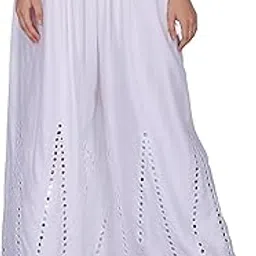 D & V Creations Women's Rayon Regular Fit Stylish Elegant Mirror Solid Sharara Palazzo Pants with Elasticated Waistband-picture-26