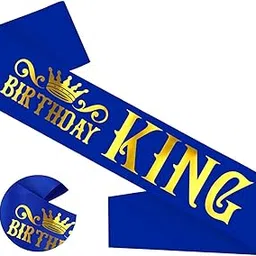 Wanna Party Birthday King Royal Blue Ribbon Sash with Gold Foil Lettering for Boys or Men 10th 13th 16th 18th 21st 30th 40th 50th 60th Birthday-image-10