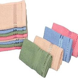 generic My E Shop 100% Cotton Plain Mini Face Towels Set of 6 - Multicolor - Ultrasoft & Absorbent Hand Napkin - Small Towel for Face Gym Spa, 10 x 10 Inches-picture-41