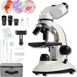 MicroMarvels Binocular Compound Microscope for Adults, Students - 40X-2000X, Microscope Top&Bottom LED Lighting for Home Eduaction,Learning Kits(White/Black)-image-49