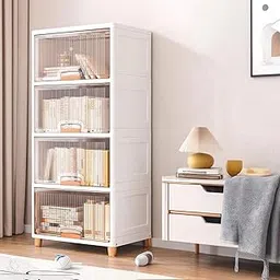 JD FRESH 4 Tier Foldable Plastic Rack for Storage/Kitchen Cupboard/Versatile and Sturdy Wardrobe for Clothes/Multipurpose Storage Organizer/Closet for Bedroom/Living Room/Laundry Room (Transparent)-image-24