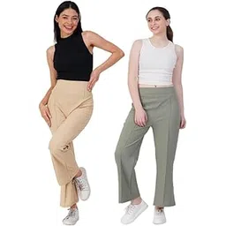 blacktail Women's Bell Bottom High Waist Trouser|Elastic Flared Bootcut Pants|Stretchy Parallel Leg for Casual Office Work wear-picture-15
