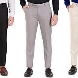 Men's Regular Fit Formal Trousers/Pant-image-4