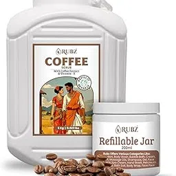 Rubz Rejuvenating Coffee Scrub For Face & Body | Infused With Coconut Oil & Shea Butter | Hydrating Scrub For Soft And Smooth Skin | Suitable For All Skin Types | 5 Kg With 200ml Refillable Jar-picture-18
