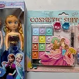 POPPY PLAY Frozen Two Doll Set Anna elsa Dolls with Real Washable Make up kit Set for Kids Girls-picture-25