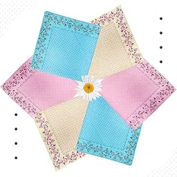 juno luxe Cotton Handkerchiefs for Ladies, Floral Print, 33 x 33 cm, Pack of 6, Pink Yellow Blue-picture-11