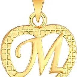 Stylish Jewellery 'M' Letter Heart Pendants for Girls Women Men Unisex Locket Alphabet Pendant with Chain in Crystal Jewellery Set for Women Gold plated Pendant-image-55