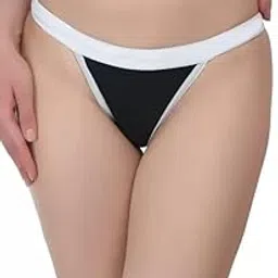 vadik Women's Breathable Cotton Thong/Low Rise, Girls Sexy Thong Panty/Underwear Women Bikini Panties (in, Alpha, L, Regular, Black & White)-picture-19