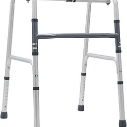 Healthshine Lightweight Walker Foldable HS913L with Reciprocal Walker, Anti-Slip Support, Padded Hand Grip & Adjustable Height for Elderly, Post-Op & Pregnant Full Support | CE & ISO Certified (Silver - Aluminium Reciprocal Walker)-picture-55