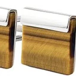 peluche Natural Tiger's Eye Stone (Semi-precious) Cufflinks for Men-picture-19