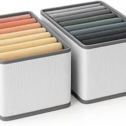 Multi-Purpose Cloth Organizer for Wardrobe – Premium Fabric Storage Box with 7 Compartments for Sarees, Shirts, Baby Clothes, and Books – Pack of 2 with LID-image-75