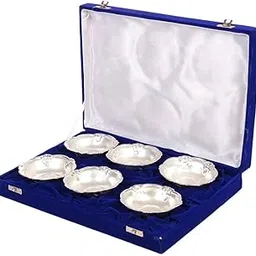 RELBEES German Silver Bowls with Velvet Gift Box for Diwali Gifts/Diwali Gift Items/Birthday/Annivarsary Gift/corpotrate Gift for Family,Friends,Employees,Staff, (6 Bowl Set)-image-29