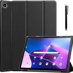 M.G.R.J® Trifold Flip Case Cover for Lenovo Tab M10 FHD Plus 10.6 inch 3rd Gen (TB-125FU/128FU/128XU) (10.6 inch) (Will Not Fit M10 5G Model) (Auto Sleep/Wake|Magnetic Closure|Stylus Pen) (Black)-picture-66