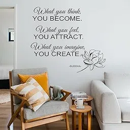 GADGETS WRAP Yoga Gym Wall Decals Quote What You Think You Become. What You Feel You Attract. What You Imagine You Create. - Buddha Decor Inspirational Vinyl Decal Sticker Home Office Art Mural-image-7