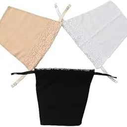 veqqiste Cotton Clip-on Mock Lace Camisole for Women,Deep Neck Cleavage Cover Cami Secret (Free Size)- Set of 3-picture-17