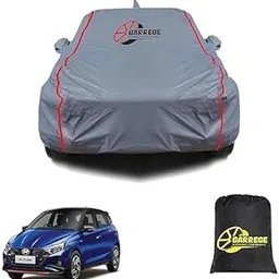 GARREGE Waterproof Car Body Cover Compatible with Hyundai I20 N-Line N8 Mirror and Antenna Pocket, Triple Stitched (Heat Resistant US Grey with Red Piping)-picture-53