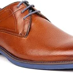 masabih Genuine Leather Tan Laceup Derby Casual Shoes for Men-picture-22