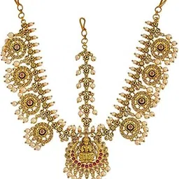 kushal's Fashion Jewellery Ruby Gold Plated Antique Tikka - 410406-picture-40