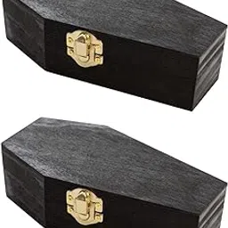 Creative Hobbies 6" Black Painted Wood Coffins - Fillable Mini Casket for Halloween Parties, Goth Decor, Small Pet Burials, Trinket Storage | 2 Pack-image-75