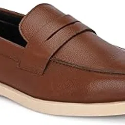 indiantrends Slip On Tan Full Grain Leather Casual Loafer Shoe for Men (A-111)-picture-53