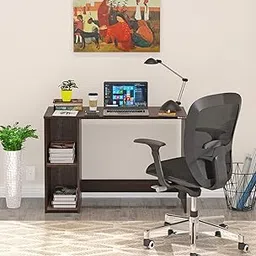 BLUEWUD Mallium Engineered Wood Study and Computer Laptop Table for Home or Office, WFH Desk with Storage Shelves for Adults Kids Students Home Office Furniture (Wenge) image 1