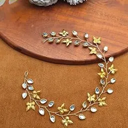 twinsho Twindho Gold Butterfly Hair Vine with Blue Crystal Leaves, Bridal Hair Accessory, Wedding Golden Butterfly hair vine for Women-picture-51