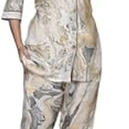 Woman Rayon Night Suit, Marble Printed-picture-52