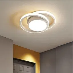 22W Modern Unique LED Wall Mounted Indoor Aisle Lamp for Room Home Bedroom Balcony Corridor Living Dining Ceiling Light 3 Colour Mode - Warm, Cold & Natural (Aluminium Double Round White)-image-11