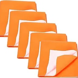 Baby Dry Sheet for New Born Babies | Infant Waterproof Bed Protector Sheet for Baby | Mattress Pads (50 cm X 70cm) (5, Orange)-image-5