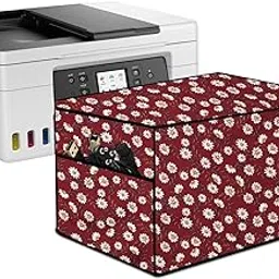 The Furnishing Tree Polyester Waterproof & Dustproof Printer Cover – Compatible with MAXIFY Canon GX4070 Printers, Floral Pattern Red White , Dimensions in DxWxH - ( 40x42x26 CM)-picture-19