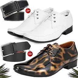 Graceful Trendy Formal Shoes/Party Shoes/ 2 Shoes Combo with Free 2 Belt for Men and Boys -P2712-picture-35