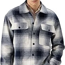 the souled store Plaid: Arctic Men and Boys Long Sleeves Collared Neck Button Front Cotton Oversized Flannel Shackets-picture-19