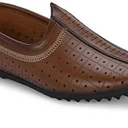 Men's Laser-Cut Comfort Faux Leather Look Stylish Mule for Kurta-image-93