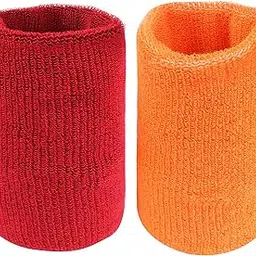 Neska Moda Unisex Maroon and Orange Pack of 2 Cotton Wrist Band-picture-18