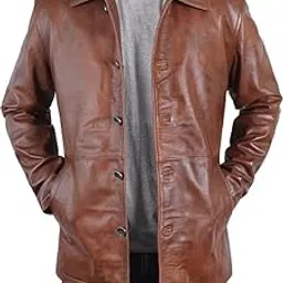 orvix Mens Classic Winter Leather Car Coat 3/4 Length - Button Up Real Lambskin Long Jacket-picture-33