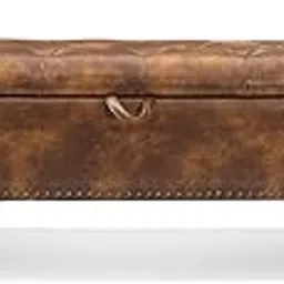 Royal Furniture Dawsey Ottoman Upholstered Storage Bench – 2-Seater Couch Stool with Hidden Compartment | Cushioned Seat | Solid Wood Legs | Ideal for Bedroom and Living Room (Brown)-image-28