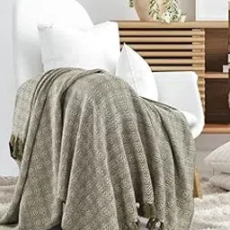 SASHAA WORLD Soft Herringbone Throw Blanket | Used Both Indoor and Outdoor |Blanket for Living Room, Sofa, Bed & Chair | Green Throw Blanket| Pack of 1, 180 x130 cm-image-2