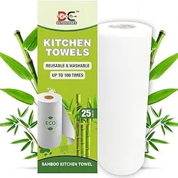 DC Enterprises Reusable & Washable Bamboo Kitchen Towel Roll | Eco-Friendly Heavy Duty Substitute for Paper Towels (25 Sheets)-picture-24