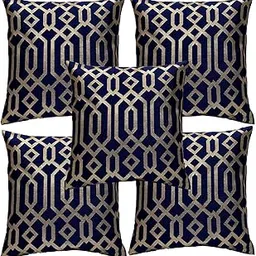 KREEVAL Dhupion Silk 150TC Designer Decorative Square Throw Pillow Cover|Cushion Case|Cushion Covers|Cushion Covers for Home Or Car(20 * 20 INCH or 50cm X 50cm Set of 5-Navyblue)-image-86