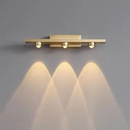 Modern Wall Mirror Light Fixture|3-Light Linear Bar, Warm White LED Picture Light for Vanity, Mirror Light, Spotlight, Highlighting, Picture Display|Gold image 1