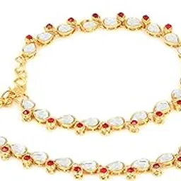 i jewels Traditional Gold Plated Kundan & Stone Payal Anklets Jewellery for Women & Girls A002R (Red)-picture-27