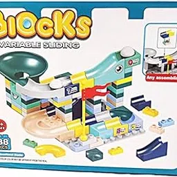 Variable Sliding Blocks (88Pcs) |Slideway Marble Balls| City Building Toys for Kids, Roll Ball Blocks for Boys, Girls & Toddlers | STEM Toys (Multicolour)-picture-22