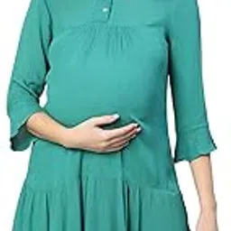 oxolloxo Women Collared Bell Sleeved Maternity Dress-picture-35