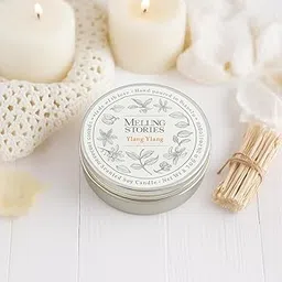 Aromatherapy Scented Candle, Ylang Ylang, 2 Wick, Natural Soy Wax, 110 GMS, 30 Hrs Clean Burning, Smokeless Non Toxic Jar Candles, Home Decor Gifting Fragrance by Melting Stories-picture-13