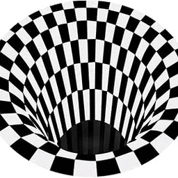 Alunari 3D Vortex Round Carpet, Black and White Checkered Optical Illusion, Non-Slip Floor Mat, Non-Woven Material, 78 cm, for Living Room Dining Bedroom Kitchen-image-13