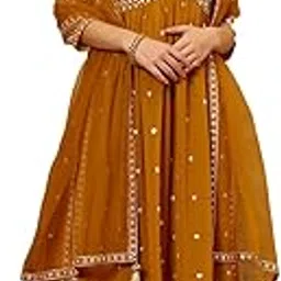 shopping queen Women's Georgette Embroidered Kurta and Palazzo Set-picture-37