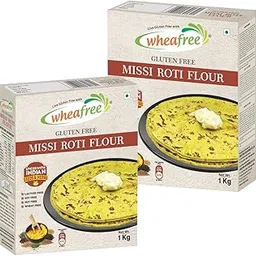 Wheafree Missi Roti Gluten Free Flour (Pack of 2 x 1Kg each) | Soya Free | Lactose Free | Diabetic Friendly | Spiced with Indian Seeds and Herbs | Rich in Protein, Vitamins, Minerals and Micronutrients image 1